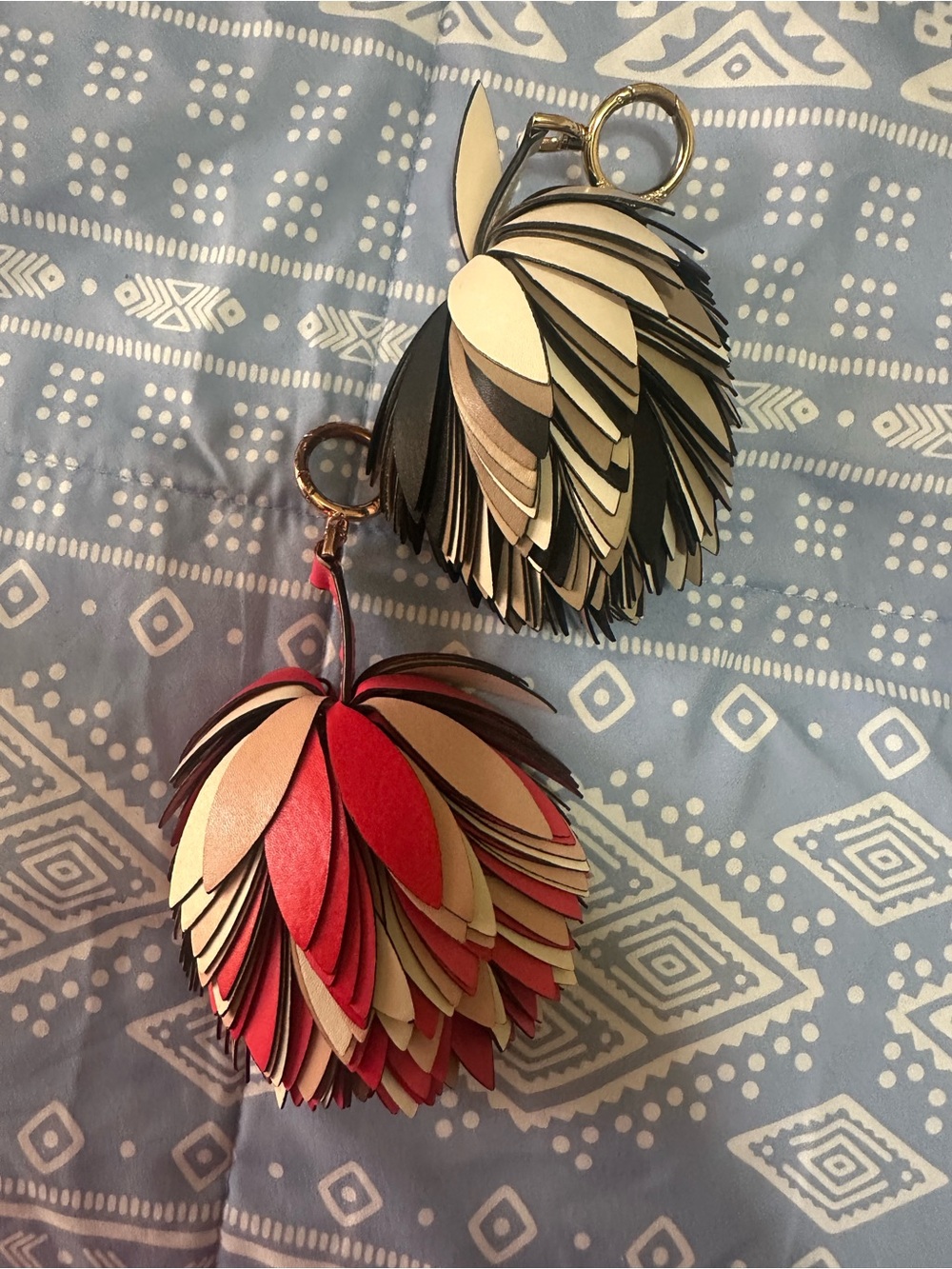 Michael Kors Red Floral Saffiano Leather Keychain - Picture 4 of 13